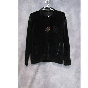 NWT Stacy Adams Black Plush Zip Jacket Size XL